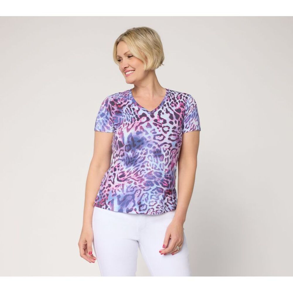 nicole by Nicole Miller Women's Top Plus Sz Grey Dusk- Textured Leopard A729175